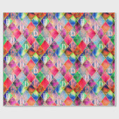 アーガイルモノグラム水彩抽象芸術モダンエレガント ラッピングペーパー (フラット)