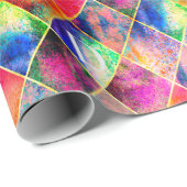 アーガイルモノグラム水彩抽象芸術モダンエレガント ラッピングペーパー (ロールコーナー)