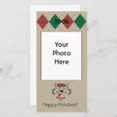 アーガイル柄のなスコッチテリアの写真カード シーズンカード (正面/裏面)