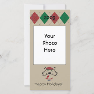 アーガイル柄のなスコッチテリアの写真カード シーズンカード