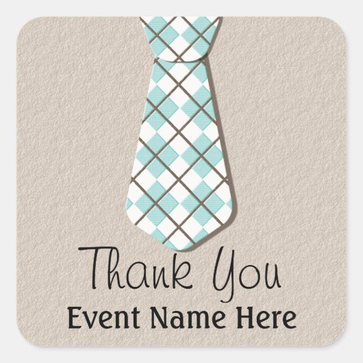 アーガイル柄のなネクタイは好意のステッカーのラベル感謝していしています スクエアシール (正面)