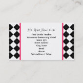 アーガイル柄のなピンクの校舎の先生 名刺 (裏面)