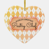 アーガイル柄のなベーキングのペーストリー作りの職人のクリスマスのオーナメント セラミックオーナメント (正面)