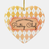 アーガイル柄のなベーキングのペーストリー作りの職人のクリスマスのオーナメント セラミックオーナメント (裏面)