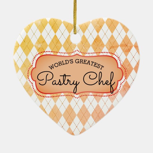 アーガイル柄のなベーキングのペーストリー作りの職人のクリスマスのオーナメント セラミックオーナメント (裏面)