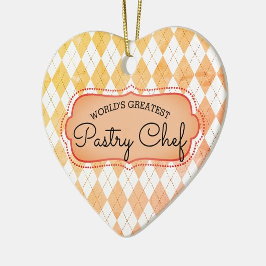 アーガイル柄のなベーキングのペーストリー作りの職人のクリスマスのオーナメント セラミックオーナメント (左)