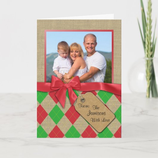 アーガイル柄のな休日の写真 シーズンカード (正面)