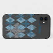 アーガイル柄のな（紋章の）フラ・ダ・リのカスタムなiPhone 5の場合 Case-Mate iPhoneケース (裏面(横))