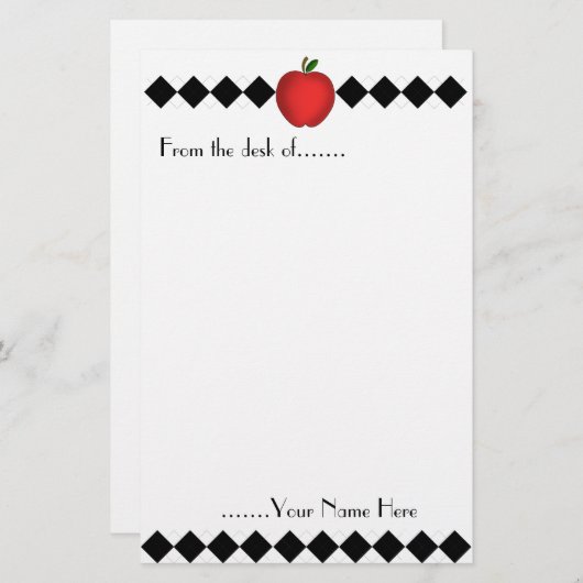 アーガイル柄のなAppleの先生の文房具 便箋 (正面/裏面)