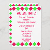 アーガイル柄のパーティの招待状 招待状 (正面/裏面)