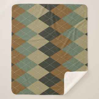 アーガイル秋：ブラウングリーンロームバスシック シェルパブランケット