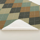 アーガイル秋：ブラウングリーンロームバスシック シェルパブランケット (3/4)