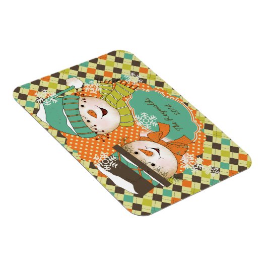 アーガイル雪だるまホリデー2パーソナライズされたフレキシマグネット マグネット (右側)