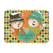 アーガイル雪だるまホリデー2パーソナライズされたフレキシマグネット マグネット (横)