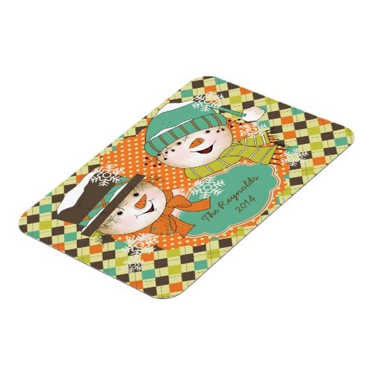 アーガイル雪だるまホリデー2パーソナライズされたフレキシマグネット マグネット (左側)