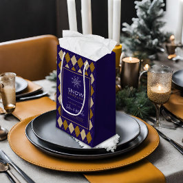 アーガイル スノー コージー ウィンター ウェディング シャワー スモールペーパーバッグ