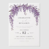 アーキッドウィステリアブランチフローラ庭園の結婚式 ベラム紙招待状 (正面)