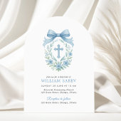 アーキッドブルーバプテスマ招待状for男の赤ちゃん 招待状