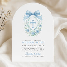 アーキッドブルーバプテスマ招待状for男の赤ちゃん