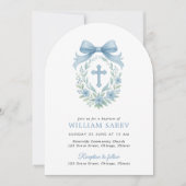 アーキッドブルーバプテスマ招待状for男の赤ちゃん 招待状 (正面)