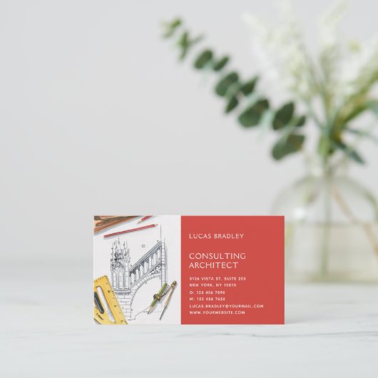 アーキテクスタイリッシュトモダンエンジニアリング建築 名刺 (スタンド正面)