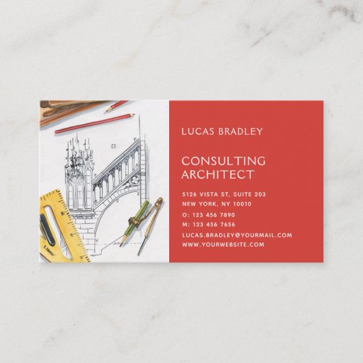 アーキテクスタイリッシュトモダンエンジニアリング建築 名刺 (正面)