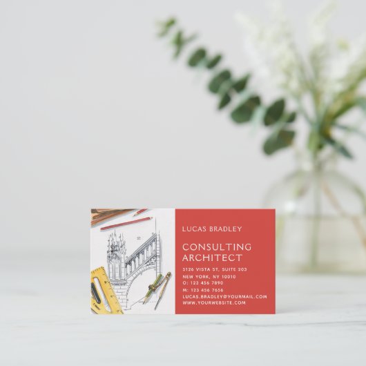 アーキテクスタイリッシュトモダンエンジニアリング建築 名刺 (スタンド正面)