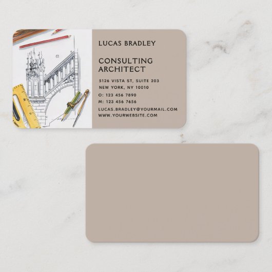 アーキテクスタイリッシュトモダンエンジニアリング建築 名刺 (正面/裏面)