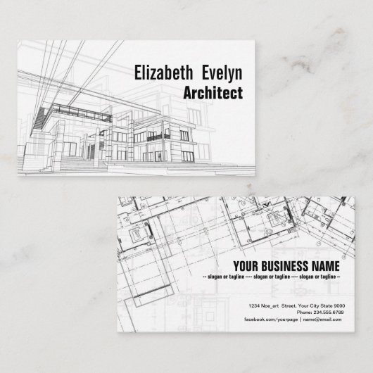 アーキテクチャの背景デザイン 名刺 (正面/裏面)