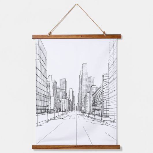 アーキテクチャスケッチ 吊り下げ型タペストリー (正面)