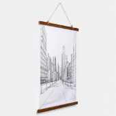 アーキテクチャスケッチ 吊り下げ型タペストリー (傾斜あり)