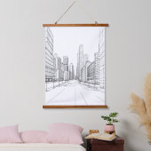 アーキテクチャスケッチ 吊り下げ型タペストリー (寝室)