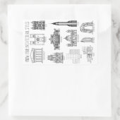 アーキテクチャスタイル建物 長方形シール (バッグ)