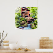 アーキテクチャツリーハウスデジタルアート ポスター (キッチン)