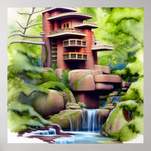 アーキテクチャツリーハウスデジタルアート ポスター