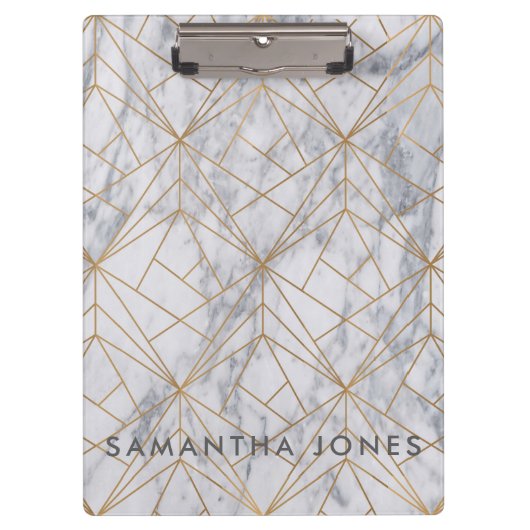 アーキテクチャホワイト大理石金ゴールド クリップボード (正面)
