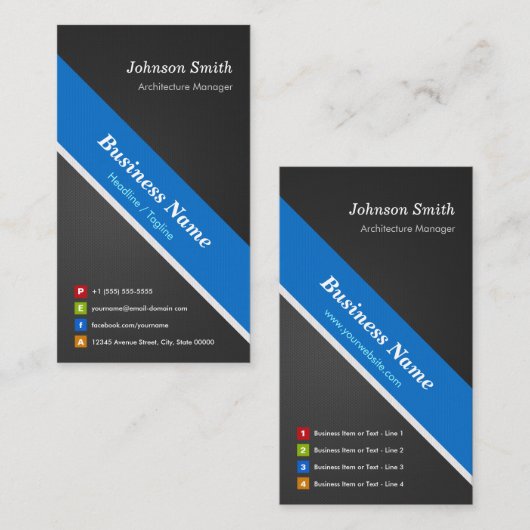 アーキテクチャマネージャ – Premium Black Blue 名刺 (正面/裏面)