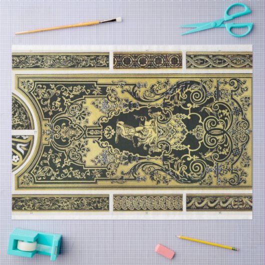 アーキテクチャ金ゴールドと黒い切り離し紙 薄葉紙 (クラフト)