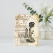 アーキテクチャsteampunkアンティークヴィンテージ電話 ポストカード (スタンド正面)