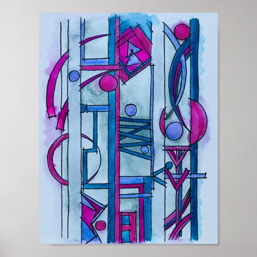 アーキテクトのドリームバウハウスモダン幾何学的アート ポスター (正面)