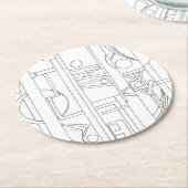 アーキテクトのドリームバウハウスモダン幾何学的アート ラウンドペーパーコースター (アングル)