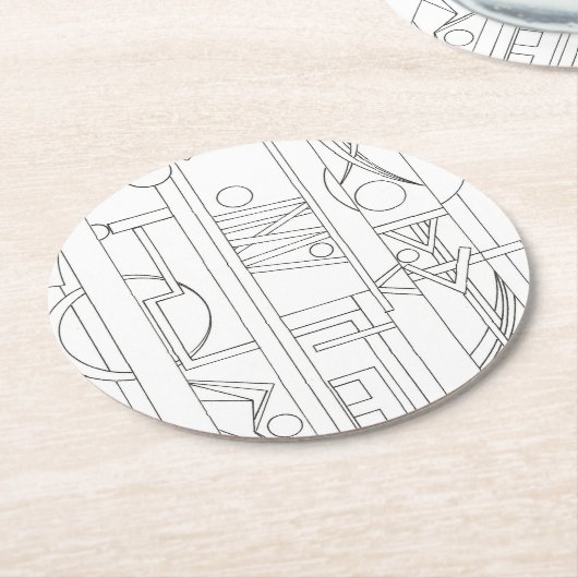 アーキテクトのドリームバウハウスモダン幾何学的アート ラウンドペーパーコースター (アングル)