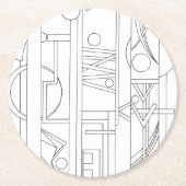 アーキテクトのドリームバウハウスモダン幾何学的アート ラウンドペーパーコースター (正面)