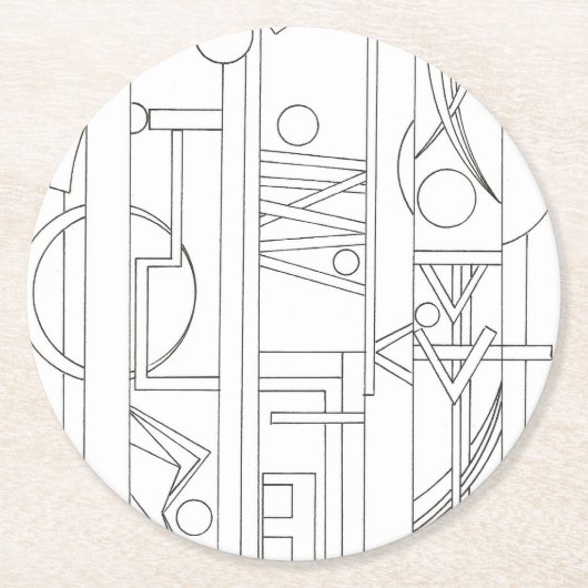 アーキテクトのドリームバウハウスモダン幾何学的アート ラウンドペーパーコースター (正面)
