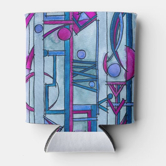 アーキテクトのドリームバウハウスモダン幾何学的アート 缶クーラー (正面)