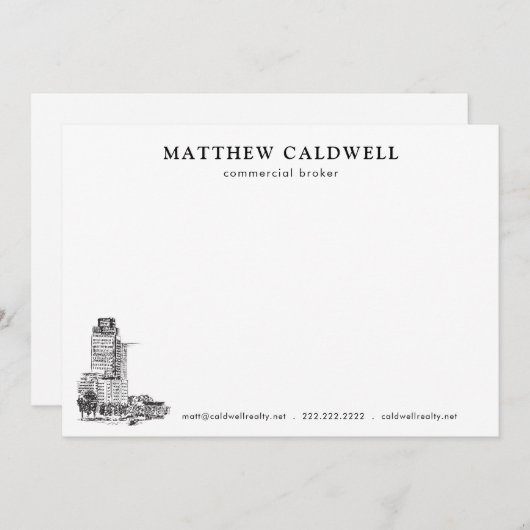 アーキテクトスケッチパーソナライズされた商用ブローカー ノートカード (正面/裏面)