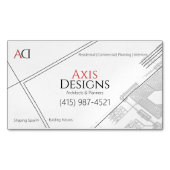 アーキテクトミニマリストブループリントホワイト マグネット名刺 (正面)