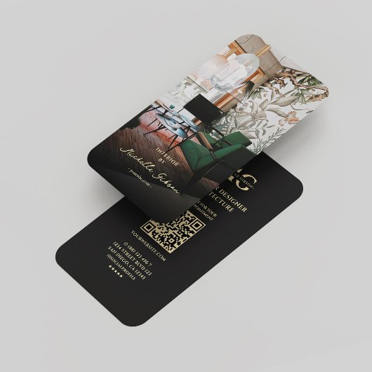 アーキテクトモダンインテリアデザイナーモノグラムブラック 名刺