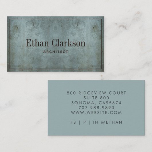 アーキテクトモダンブルーグレイグランジテクスチャ 名刺 (正面/裏面)