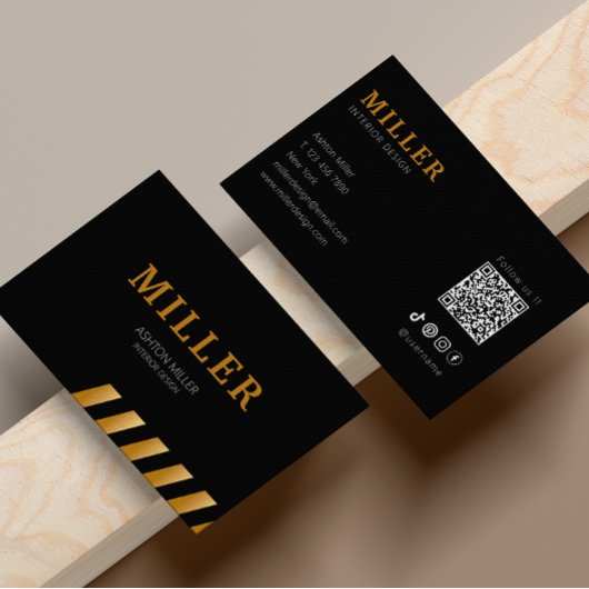 アーキテクト後を追Instagramブラックと金属金ゴールド 名刺